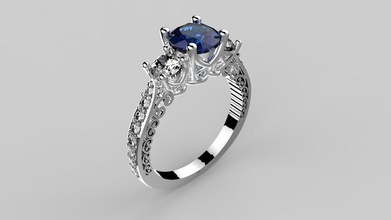 luxo anel de três pedras jóias ouro diamante gem printable o engajamento brilhantes da forma jóia diamant safira brillant moda beleza prata vestuário anéis 3d print model - Mito3D