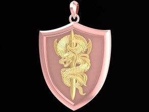 luxury snake croba sword shield pendant 2931 jewelry fashion accessories gold diamond man men woman women unisex design fengshui pendants 3d print model - Mito3D