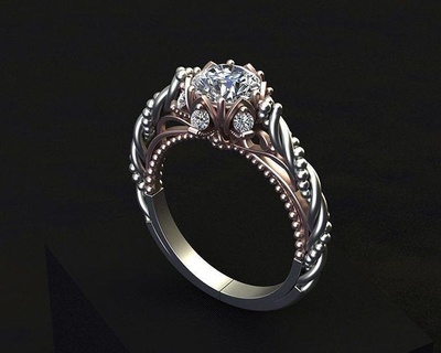 Luxus Solitär Engagement Ring Schmuck Diamant Gold wertvoll Hochzeit brillant Juwel druckbar Sterling Cocktail Ringe 3d print model - Mito3D