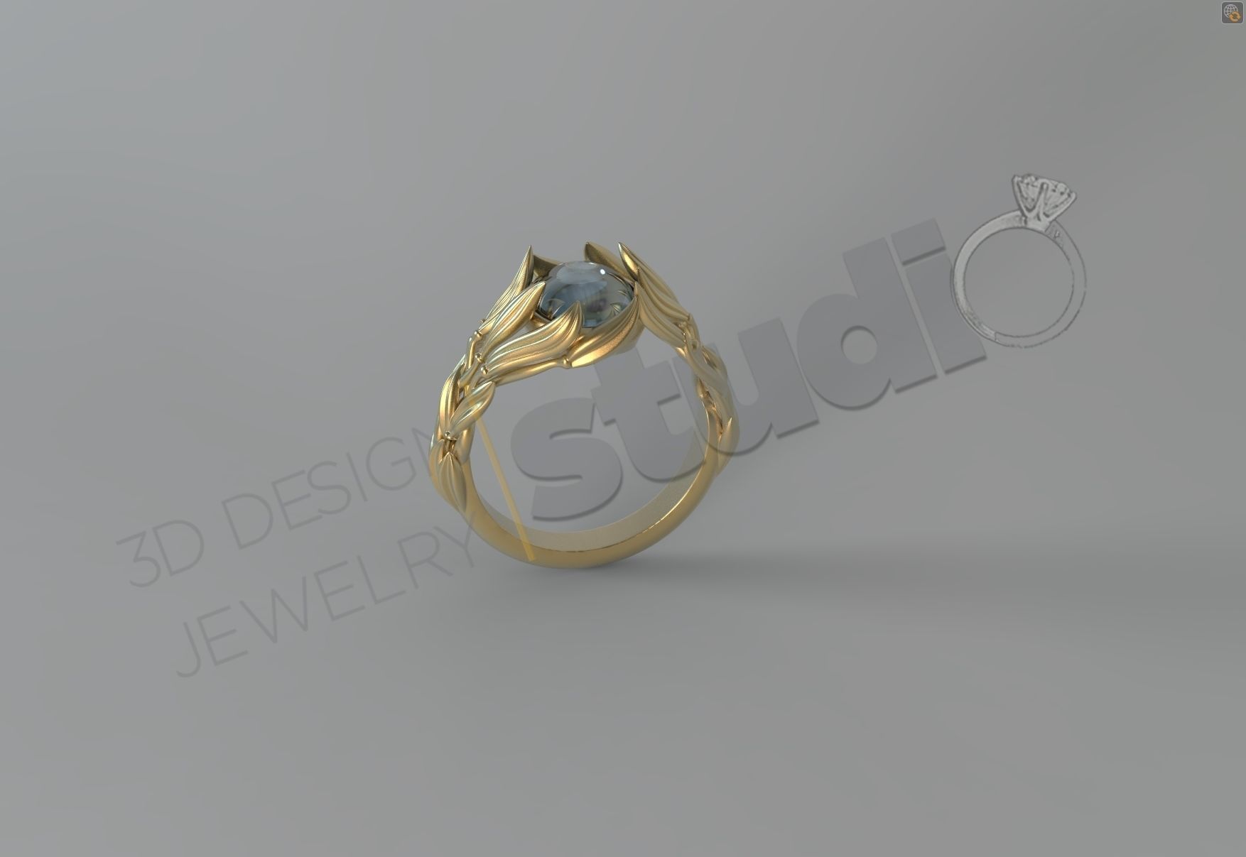 luxury unique solitaire ring art design in feather 3d model jewelry gold precious abstract printable jewel fashion brilliant beauty shining rings 3D print model - Mito3D