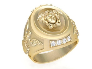 luxury versace diamond ring men 330 jewelry fashion accessories gold man design fengshui rings 3d print model - Mito3D
