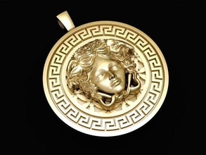 luxury versace pendant 2874 jewelry fashion accessories gold diamond design medusa pendants 3d print model - Mito3D