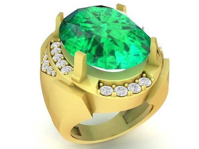 luxe Corée diamant Hommes bague ovale principale calcul 3376 bijoux mode accessoires or homme Nouveau conception feng shui anneaux 3D print model - Mito3D