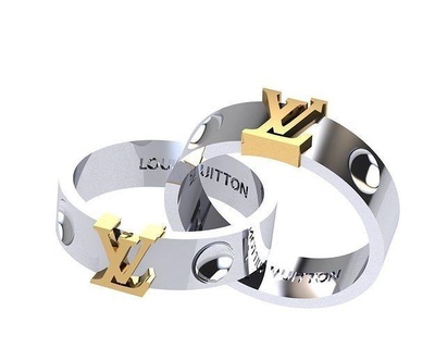 lv anel logotipo joalheria Projeto moda homens mulheres argolas 3d print model - Mito3D