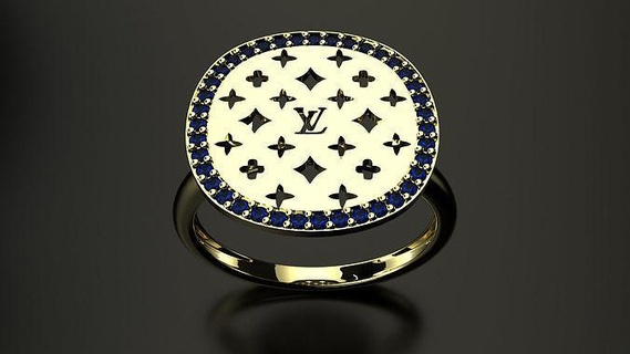 lv bague bijoux luxe argent imprimable platine art précieux gemme mode or anneaux diamant 3d print model - Mito3D