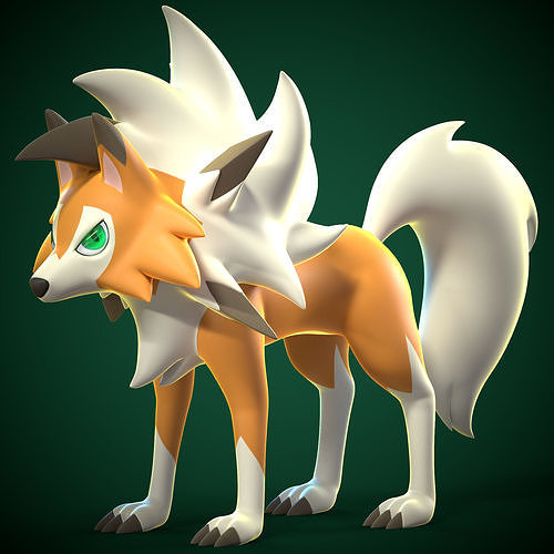 lycanroc oscuridad pokemon anime nintendo captura charizard pikachu juego personaje manga zbrush juegos juguetes 3D print model - Mito3D