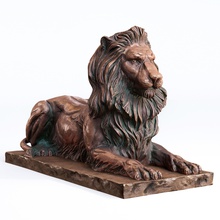 yacente león escultura 3d impresión modelo estatua gato bronce cobre impresora descargar imprimible monumento arte miniaturas figuritas esculturas 3d print model - Mito3D