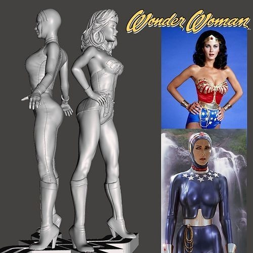 lyndac wonderwoman part1 sparx Meraviglia donna linda carter femmina tv film comico super eroina eroe fantasia scifi muscolare posa arte sculture 3D print model - Mito3D