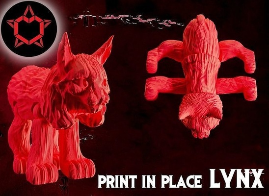lynx figure - print in place flexi articulated animal flexy toys cat flexable jointed games 3d print model - Mito3D