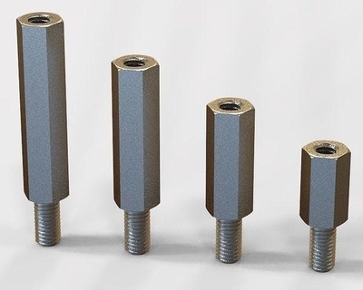m14 hexagonal stud male-female connector hex screw tool mechanical equipment metal parts nut industrial hardware bolt ss manufacturing hobby diy 3d print model - Mito3D