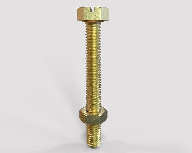 m5 40mm thread slotted hex bolts bolt screw tool diy mechanical equipment metal parts hexagonal nut industrial hardware ss machine manufacturing hobby 3D print model - Mito3D