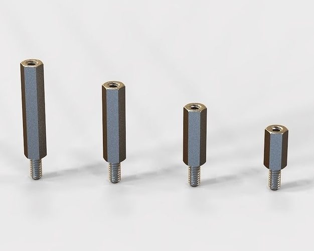 m6 hexagonal stud male-female connector hex screw tool mechanical equipment metal parts nut industrial hardware bolt ss manufacturing m5 hobby diy 3D print model - Mito3D