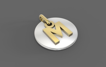 m pendant jewelry yellow wight gold letter signo letra texto text pendants 3d print model - Mito3D
