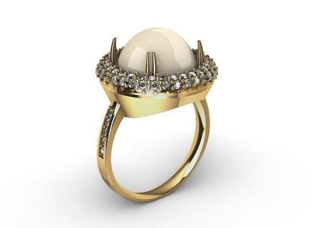 mabe pearl ring mod02 jewelry platinum gold traditional luxury gem perl printable diamond beauty pendant engagement fashion silver printer 3d rings 3d print model - Mito3D