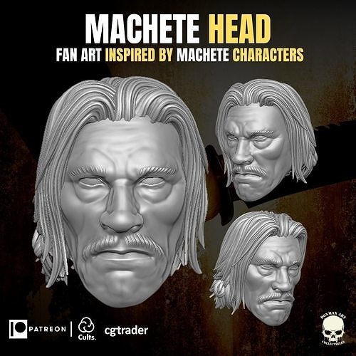 machete fan art head 3d printable files action figures gi joe mezco marvel legends classified force headsculpt dany trejo games toys 3D print model - Mito3D