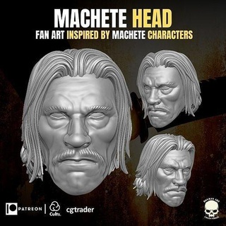 machete fan art head 3d printable files action figures gi joe mezco marvel legends classified force headsculpt dany trejo games toys 3d print model - Mito3D