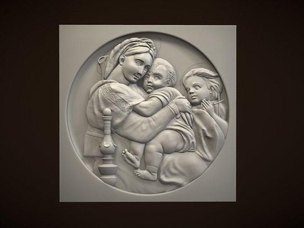 madonna chair raphael christ jesu religiou object catholic cnc bible artcam cathedral blessed nazareth mother bas relief baserelief art scans replicas sculptures 3d print model - Mito3D