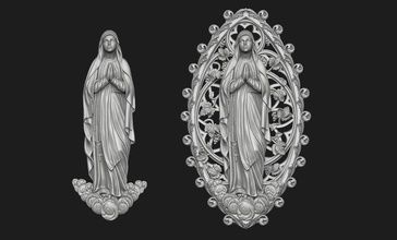 madonna in yapraklar mary anne kilise hıristiyan cnc kutsal kitap katolik kolye madalyon takı mücevher oymacılık çiçek süs yaprak bulutlar bakire i̇sa sanat heykeller 3d print model - Mito3D