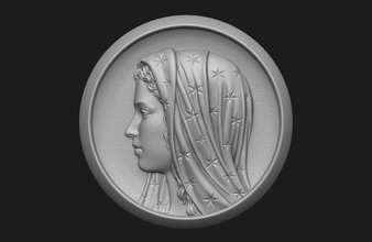 madonna medallion mary mother blessed virgin stars god catholic christian jewelry jewellery cnc jesus christ pendant bas relief portrait profile lady religious art sculptures 3d print model - Mito3D