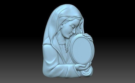 madona estátua of maria segurando espelho monumento memorial religião cnc catolicismo católico mãe ortodoxo cristão religiou objeto quadro armação cristo arte 3d print model - Mito3D