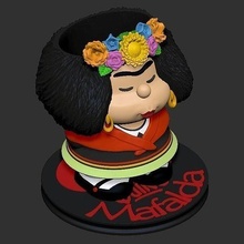 mafalda kahlo vaso arte decoração brinquedo Toyart Panela casa 3d print model - Mito3D