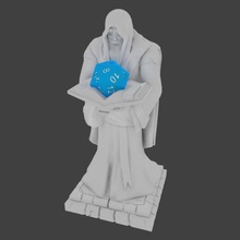 mago d20 suporte dados torre bruxo 3d impressão impressora tampo mesa jogos masmorra estátua exibição esculpir fdm brinquedos acessórios 3d print model - Mito3D