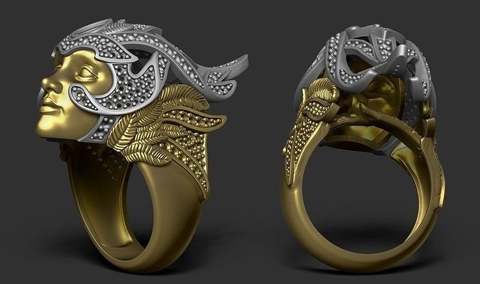 magerit face ring jewelry gold silver facering rings 3d print model - Mito3D