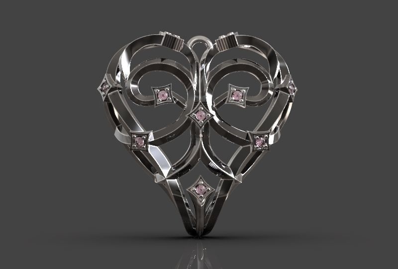 magerit Herzen Schmuck Herz Liebe Silber bedruckbar ist Diamant-ring das menschliche symbol Form Halsketten Romantik gem Mode Anhänger 3D print model - Mito3D