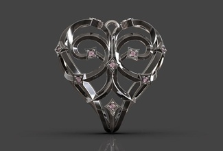 magerit coração jóias amor de prata printable anel diamante o humano símbolo a forma colares romance gem moda pingente 3d print model - Mito3D