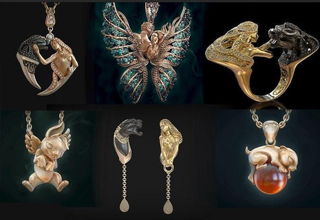 magerit jewelry collection printable silver zbrush gold print sculpt jewel pendant pendants 3d print model - Mito3D