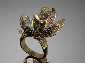 hayır magerit yüzük 02 takı altın yazdırılabilir sterling mücevher Gümüş düğün kadın çiçek leyenda baskı elmas shayeste tasarım kız zbrush heykeltraşlık 3d print model - Mito3D