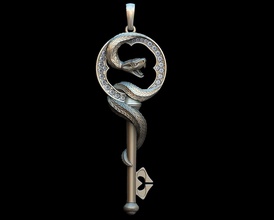 magerit snake silver pendant jewel jewellery 3dprinted dragon key necklace animal jewelry pendants fashion ring printable mythology magical lizard creature beast 3d print model - Mito3D