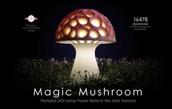 génératif conception magie champignon lumière table lampe voronoi maison led éclairage 3d print model - Mito3D