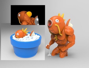 magikarpe drôle porcin banque impression modèle pokémon magikarp juguetes jouets tirelire mignonne dessin animé jeux 3d print model - Mito3D