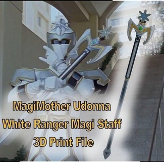 magimadre udona místico fuerza blanco guardabosque bastón mágico arma cosplay disfraz apuntalar sentai bricolaje diy pasatiempo 3d print model - Mito3D