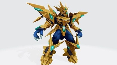 magnanion d'or armure digimon monstre anime dessin animé modèle jeux jouets 3d print model - Mito3D