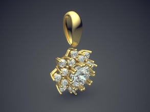 magnificent unique flower-shaped pendant diamonds jewelry gold jewel jewellery ring rings wedding engagement diamond brilliant cad gem platinum printable silver detail design pendants 3d print model - Mito3D