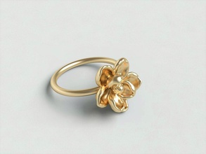 magnolia ring1 jóias anel flor pétala ouro bronze zbrush artística anéis 3d print model - Mito3D