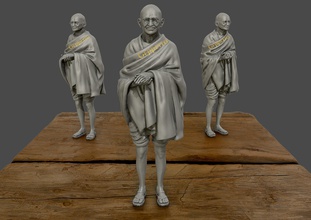 mahatma gandhi yazdırılabilir 3d model sanat heykel heykeller büstü insan baş insanlar 3d print model - Mito3D