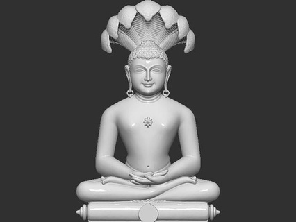 mahaveer buddha testa serpente arte scultura design statua interni oro gioielleria stampabile argento ganesha jain carattere anelli diamante Dio indù architettonico sculture 3d print model - Mito3D