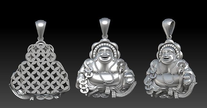 Maitreya Buda pingente ouro prata joalheria jóia colar pingentes 3D print model - Mito3D