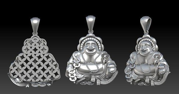 maitreya buddha pendant gold silver jewelry jewel necklace pendants 3d print model - Mito3D