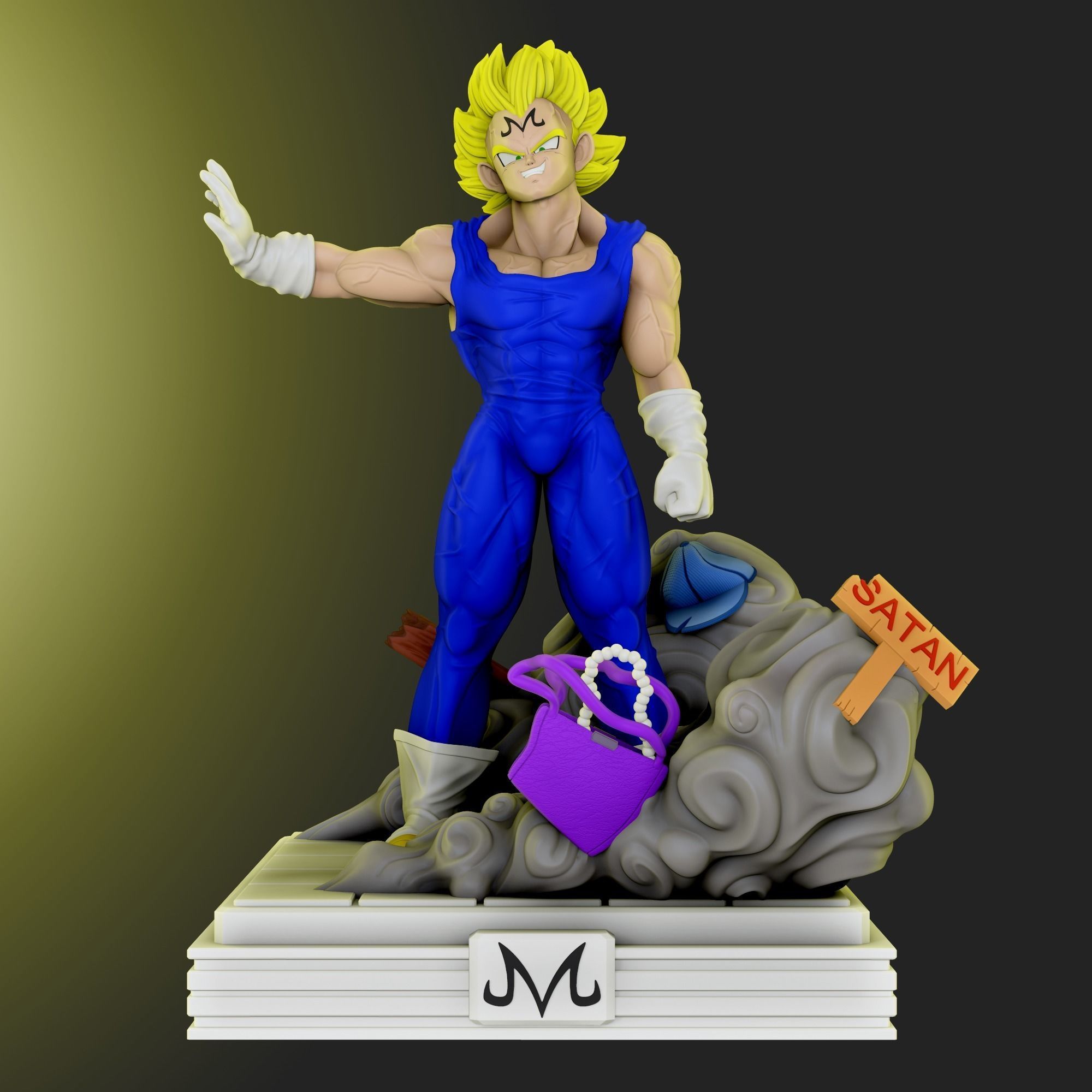 majin vegeta - dragon ball z super saiyajin goku bulma android figure miniature statue freeza games toys print printable anime manga tournament miniatures figurines 3D print model - Mito3D