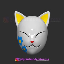 dämon jägerin makomo maske kimetsu no yaiba cosplay kitmetsu kitsune fuchs helm kostüm halloween albtraum gruselig grusel kreatur anime spiele spielzeuge 3d print model - Mito3D