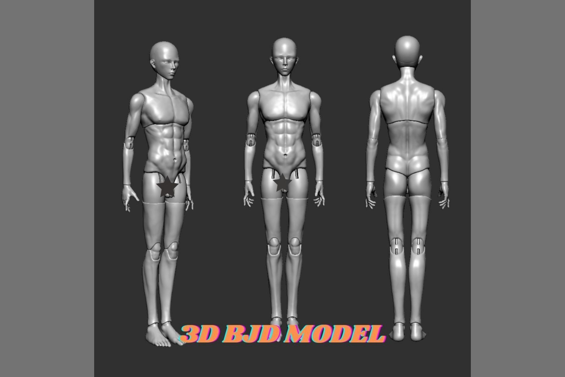 male bjd doll- 3d model- model male- doll jointed articulated toy man boy strong dolly games toys 3D print model - Mito3D