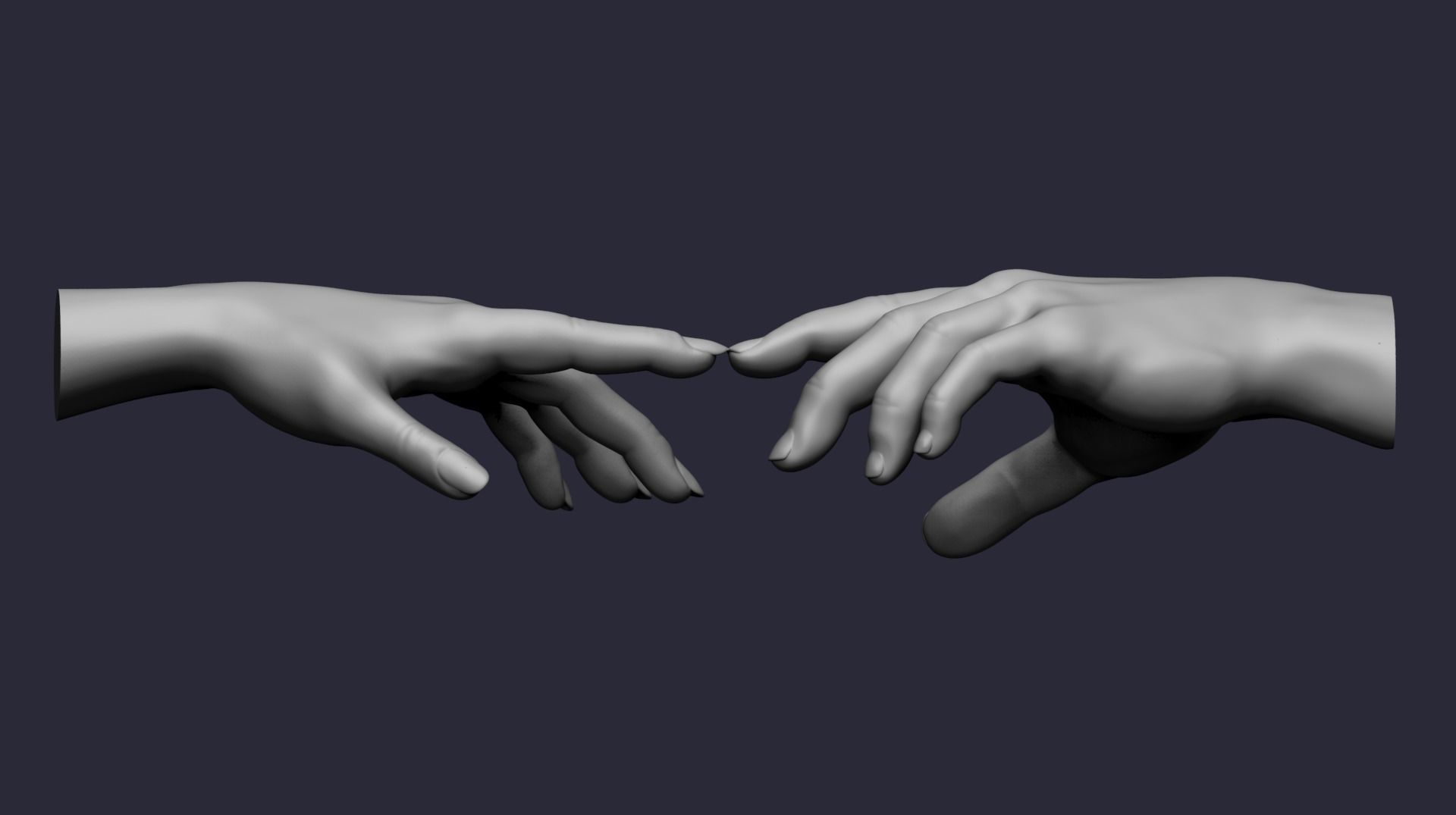 male female hand pose finger arm anatomy human body art sculptures printed nails realistic sculpt zbrush painted statue hands 3D print model - Mito3D