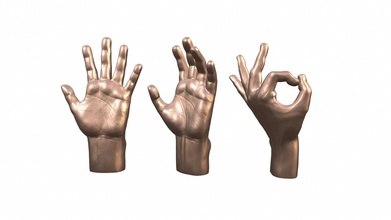 male hand 3 poses palm ok five high zbrush ztool character anatomy body arm man sign gesture human printable 3d art sculptures 3d print model - Mito3D