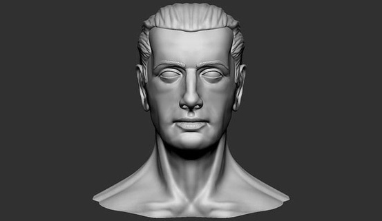 male head face human anatomy man body people portrait bust white zbrush sculpt 3d model mens base art sculptures 3d print model - Mito3D