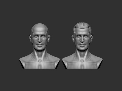 male head 1 face human anatomy man body people portrait bust white zbrush sculpt 3d model mens base mesh figure art sculptures 3d print model - Mito3D