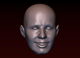 hommes à la tête de 23 d'homme - le visage souriant art l'homme guy sexe masculin en riant chauve imberbe baldheaded tondus coupés au carré personnes sans cheveux les expressions sculptures 3d print model - Mito3D